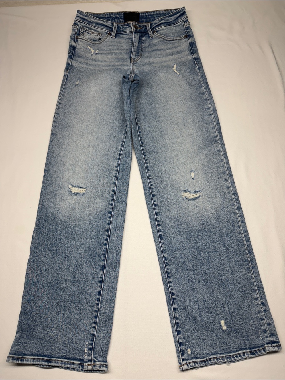 Buckle Light Blue Distressed Wide-Leg Relaxed Jeans